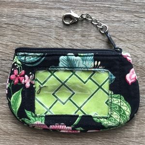 Vera Bradley Clip/Zip ID Card Holder with Lobster Claw in Botanica Pattern